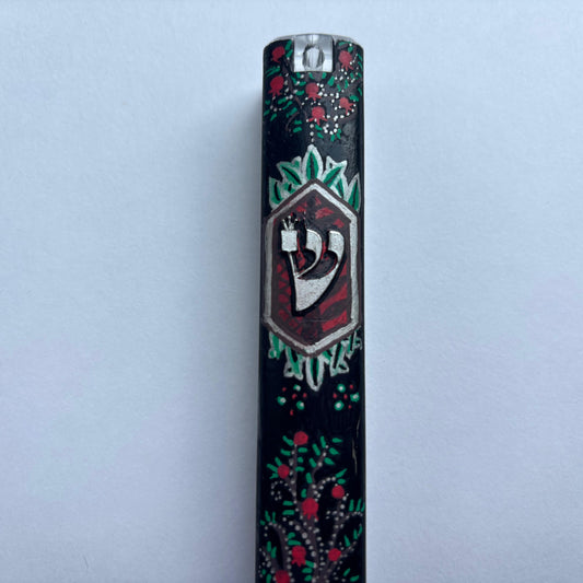 Silver & Black Pomegranate Mezuzah Case