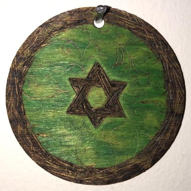 Green Wooden Magen David Pendant