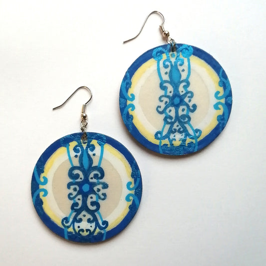Flourish Blue & Yellow Earrings